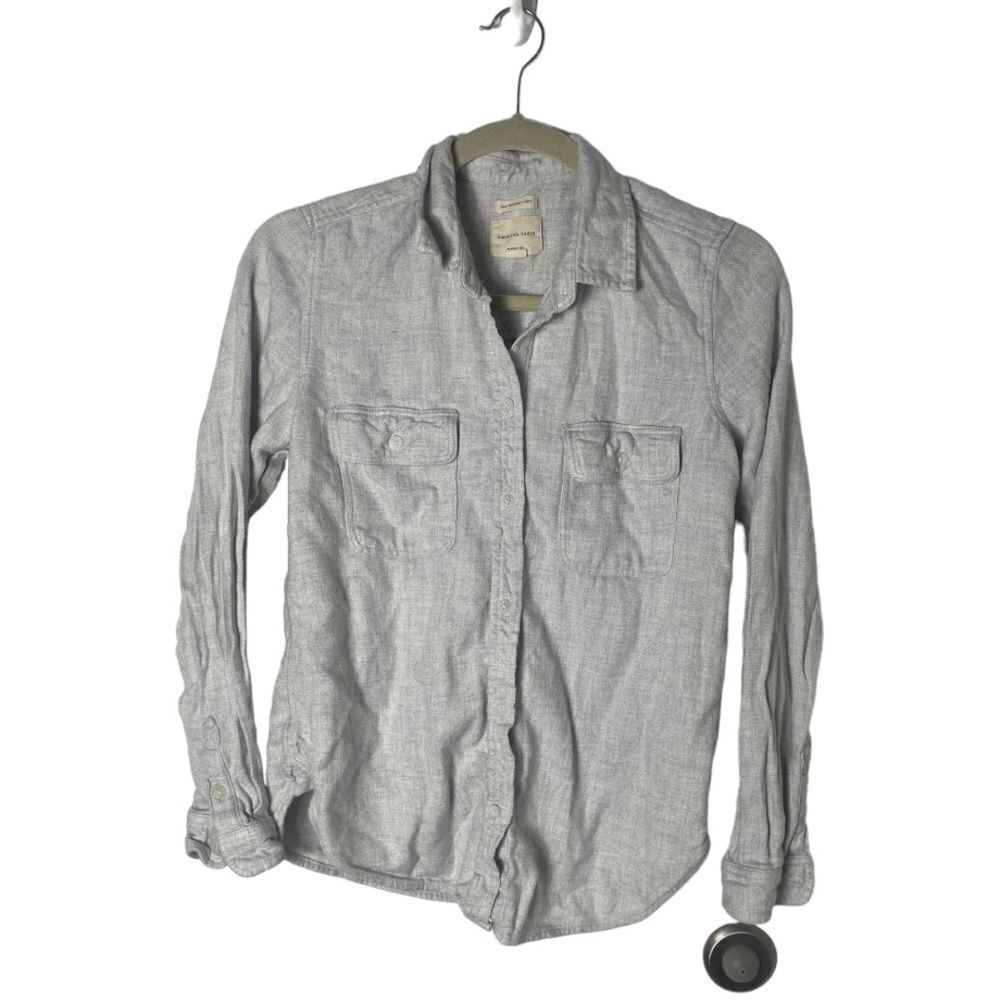 American Eagle Gray Soft Button Down Shirt Women’… - image 2